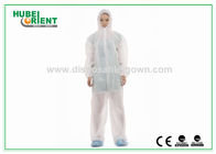 Protective White Non-Woven/SMS/PP+PE Disposable Use Coverall With Hood And Zip Closure For Lab